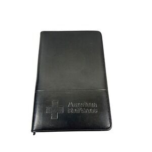 American Red Cross Portfolio Organizer OS Black Faux Leather Zip Leeds Unisex‎